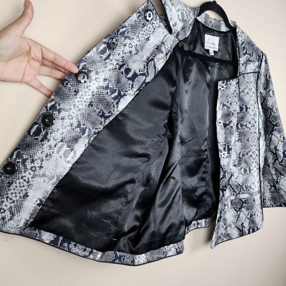 Linea by Louis Dell'Olio Blazer Grey Snakeskin Cotton Jacket Animal Print Sz 1X - Picture 4 of 16